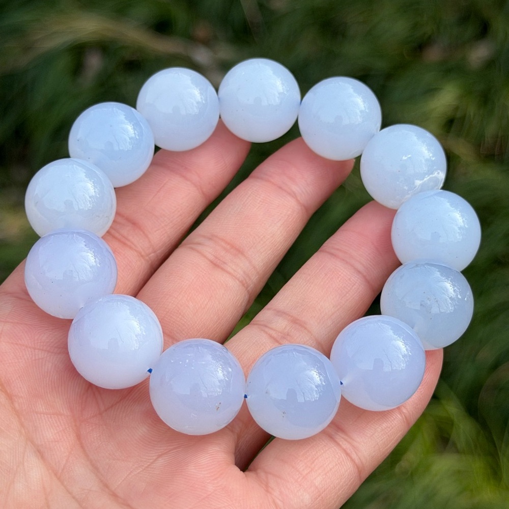 17.5mm stretchable blue agate bracelet 1053‎
